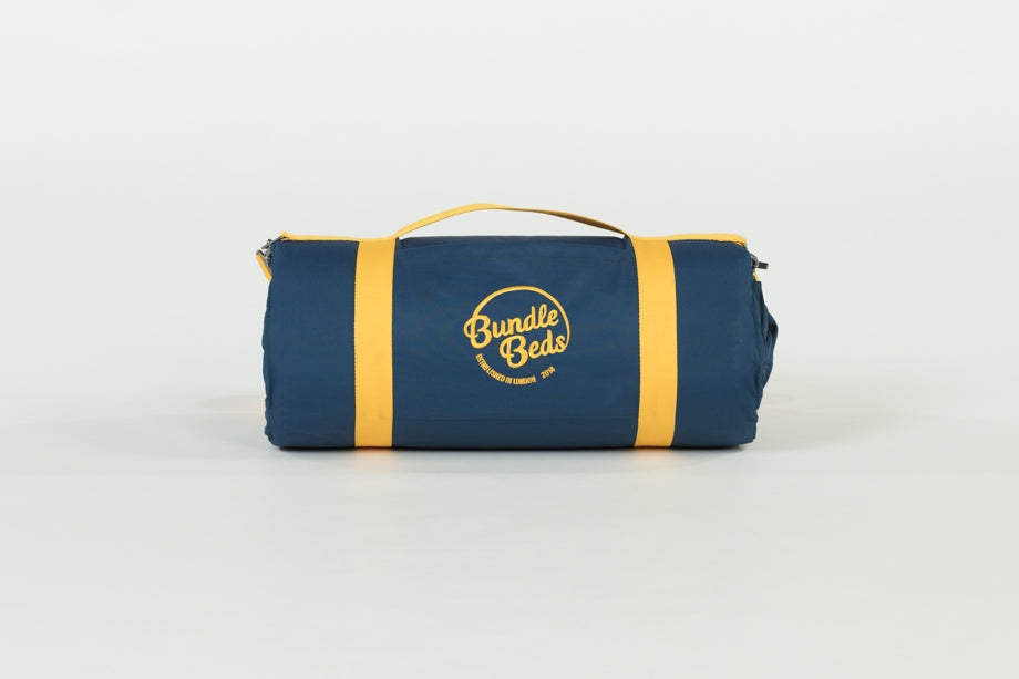 Bundle Beds - Sunshine Navy Yellow Camping, Glamping and Sleepover Bed - Sleep Anywhere. 10% discount for newsletter subscribers