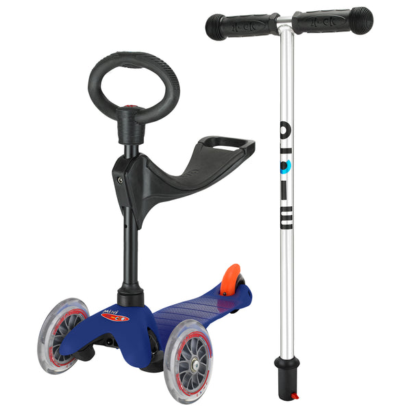 Blue 3in1 classic scooter by Micro Scooters suitable from 12 months to 5 years. Free delivery. Discount for newsletter subscribers.