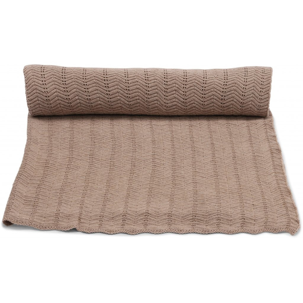 KONGES SLØJD - Blanket Pointelle - Brown Melange