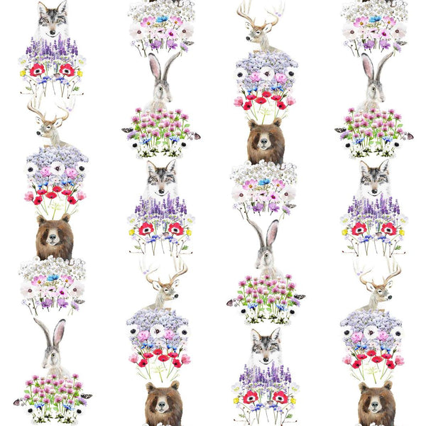 Nordic animals and wildflowers print cushion by independent British brand Wild Hearts Wonder featuring nordic animals and wildflowers on the front and wildflowers on the reverse