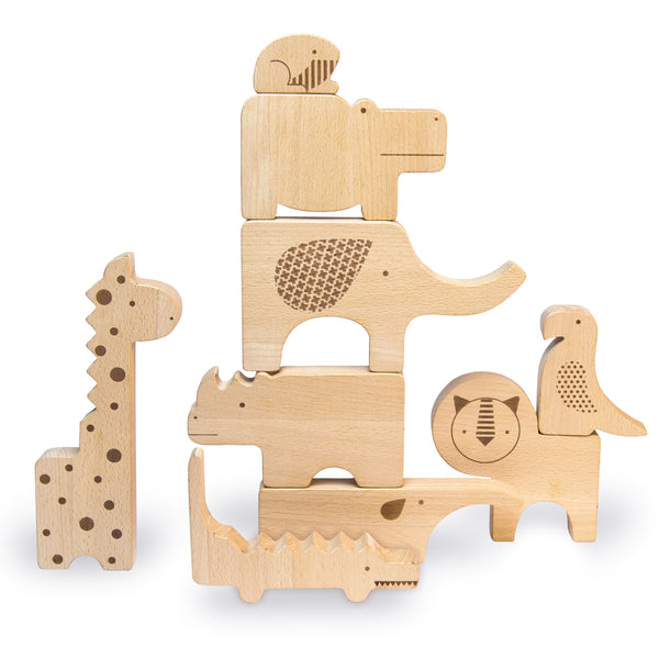 PETIT COLLAGE - Safari Wood Puzzle and Play Set