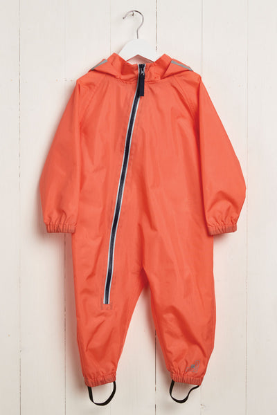  Coral Stomper Suit waterproof puddle suit by British brand Grass & Air - modern, stylish rainwear for kids