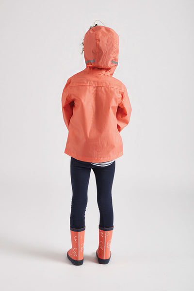 Coral Rain Cheater waterproof jacket by British brand Grass & Air - modern, stylish rainwear for kids