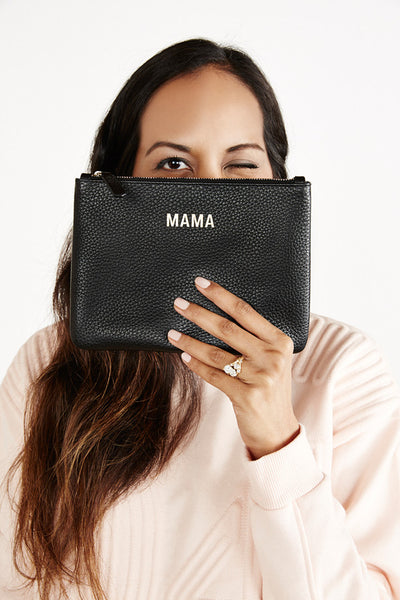 JEM + BEA Mama clutch grey white leather. Modern stylish changing bags and accessories. UK stockist. Free shipping. Discount when subscribe for newsletter.